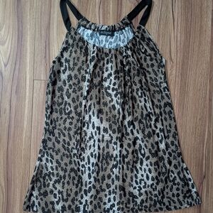 Eclipse Leopard Print Halter Tank Top - Black & Brown
